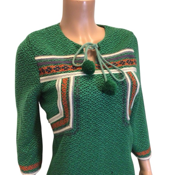Esley Women’s Green Boho Embroidered Sweater Dress Size Medium - Picture 3 of 7